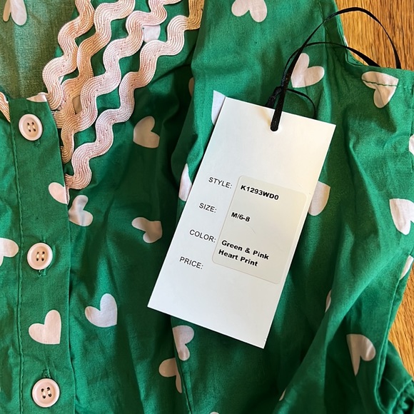 Unique Vintage Rockabilly green and pink heart print swing rockabilly dress - Picture 6 of 8